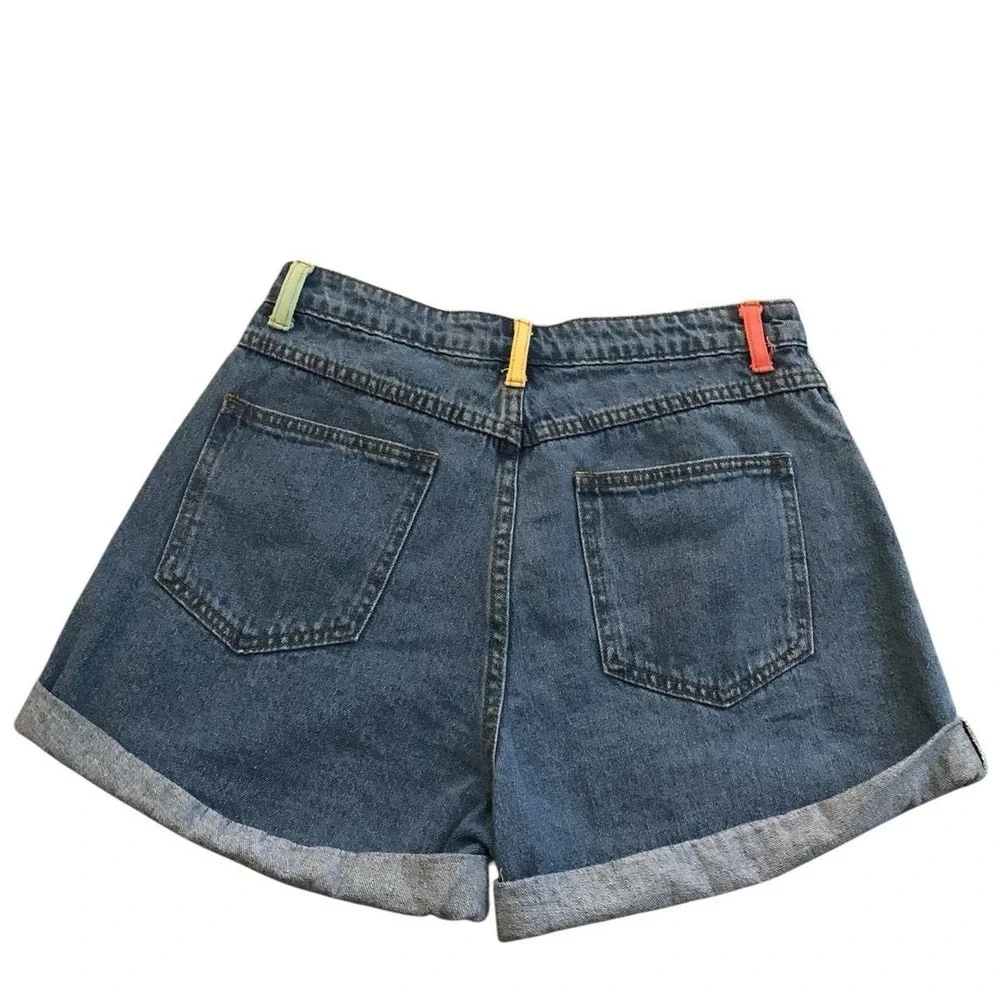 Princess Polly Denim Shorts‎ Women Size 6 Blue Colorblock Pastel Retro Kidcore